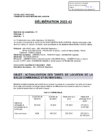 DELIB202243-ACTUALISATION DES TARIFS DE LOCATION DE LA SALLE COMMUNALE ET DU MATERIEL
